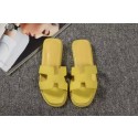 Hermes Slipper Togo Leather HO060 Lemon Tl3411uT54