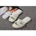 Hermes Slipper Togo Leather HO060 White Tl3410lu18