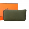 Hermes Zipper Wallet Grainy Leather A309 Dark Green Tl2210KX86