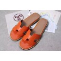 High Imitation Hermes Slipper Ostrich Leather HO0486 Orange Tl3392bg96