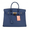 High Quality Hermes Birkin 35CM Tote Bag Dark Blue Original Leather H35 Gold Tl1671pR54