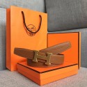 High Quality Imitation Hermes original togo 2 belt buckle & Reversible leather strap 32 mm H06454 brown gold plated metal Tl3466Vu82