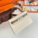 Hot Replica Hermes Kelly 19cm Shoulder Bags Epsom Leather KL19 Silver hardware Cream&gray Tl214wR89