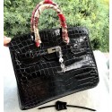 Imitation AAA Hermes Birkin 30CM Tote Bags Croco Leather H30CO Black Tl1268kf15