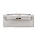 Imitation AAA Hermes Kelly Clutch Bag Croco Leather K1002 White Tl1473RP55