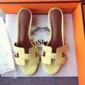 Imitation Fashion Hermes Leather Slipper HO742 Yellow Tl3384kd19
