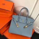 Imitation Hermes Birkin 25CM Tote Bag Original Leather H25T Blue Tl580Nj42