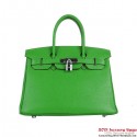 Imitation Hermes Birkin 30CM Tote Bags Green Clemence Leather Silver Tl1890SU34