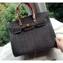 Imitation Hermes Birkin 35CM Tote Bag Croco Leather H35CO Grey Tl1288uq94
