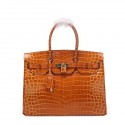 Imitation Hermes Birkin 35CM Tote Bag Wheat Iridescent Croco Leather Gold Tl1467Dl40