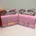 Imitation Hermes Constance Bag Croco Leather H9978C Pink Tl877SU58