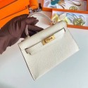 Imitation Hermes Kelly 19cm Shoulder Bags Epsom Leather KL19 Gold hardware Cream Tl195QN34