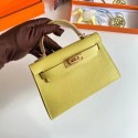 Imitation Hermes Kelly 19cm Shoulder Bags Epsom Leather KL19 Gold hardware lemon Tl193uq94