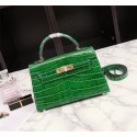Imitation Hermes Kelly 19cm Tote Bag crocodile Leather KL19 green Tl758Xr29