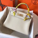 Imitation Hermes Kelly 28cm Shoulder Bags Togo Leather KL28 Cream White Tl158Ug88
