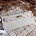 Imitation Hermes Kelly 31cm Clutch Original Epsom Leather KL31 White Tl393Xr29