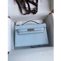Imitation Hermes Original Epsom Leather KEL2278 sky blue&Silver-Tone Metal Tl372Dl40