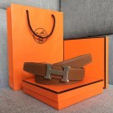 Imitation Hermes original togo 2 belt buckle & Reversible leather strap 32 mm H06454 brown Tl3465Za30