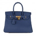 Knockoff Hermes Birkin 30CM Tote Bag RoyalBlue Original Leather H30 Gold Tl1695Bt18