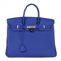 Knockoff Hermes Birkin 35CM Tote Bag Blue Original Leather H35 Silver Tl1702fY84