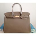 Knockoff Hermes Birkin 35CM Tote Bag Gray Clemence Leather H6089 Gold Tl1399vf92