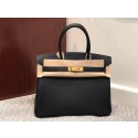 Knockoff Hermes Birkin Bag Original Epsom Leather 30CM 17825 Black Tl392yN38