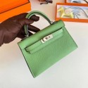 Knockoff Hermes Kelly 19cm Shoulder Bags Epsom Leather KL19 Silver hardware Avocado Green Tl190Lg61