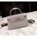 Knockoff Hermes Kelly 19cm Tote Bag crocodile Leather KL19 light gray Tl757yN38
