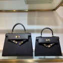 Knockoff Hermes Kelly 22cm 25cm Tote Bag Original Epsom Leather Bag KL22 KL25 Black Tl434eF76
