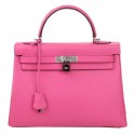 Knockoff Hermes Kelly 32cm Shoulder Bag Rose Original Leather K32 Silver Tl1650Lg61