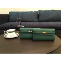 Knockoff Hermes Kelly Epsom Leather Wallet H4086 Green Tl2058cS18