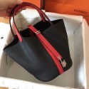 Knockoff Hermes Picotin Lock PM Bags Original Leather H8688 black&red Tl669vf92