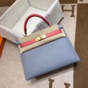 Knockoff High Quality Hermes Kelly 28cm Shoulder Bags Epsom Leather KL28 blue&Pink Tl717Lg12