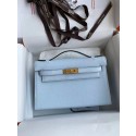Knockoff High Quality Hermes Original Epsom Leather KEL2278 sky blue&gold-Tone Metal Tl371FA65