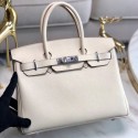 Luxury Hermes original Epsom Leather HB35O cream&silver Metal Tl561Px24