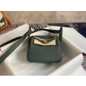 New Hermes mini Lindy Original Togo Leather Bag OLD19 blackish green Tl412Uf80