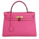Replica Designer Hermes Kelly 32cm Shoulder Bag Rose Original Leather K32 Gold Tl1651Bb80