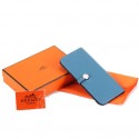 Replica Fashion Hermes Dogon Togo Leather Wallet Travel Case A808 Blue Tl2321yI43