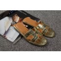 Replica Fashion Hermes Slipper Croco Leather HO0451 Gold Tl3416yI43