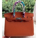 Replica Hermes Birkin 30CM Tote Bags Orange Calfskin Leather BK30 Silver Tl1120VA65