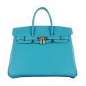 Replica Hermes Birkin 35CM Tote Bag Light BLue Grainy Leather Gold Tl1593ui32