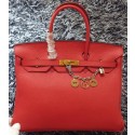 Replica Hermes Birkin 35CM Tote Bag Litchi Leather HB35GL Red Tl1197Xe44