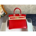 Replica Hermes Birkin Bag Original Leather crocodile HBK35 red Tl498ui32