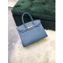 Replica Hermes Birkin Bag Original Leather Ostrich skin HBK2530 Blue Tl477it96