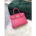 Replica Hermes Birkin Bag Original Leather Ostrich skin HBK2530 rose Tl475Fi42
