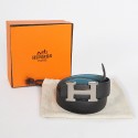 Replica Hermes Bovine Jugular Veins In Blue Belt HR1007B Silver Tl3760Fi42