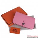 Replica Hermes Dogon Wallet Saffiano Leather Travel Case H001 Pink Tl2279UD97