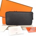 Replica Hermes Evelyn Long Wallet Zip Purse A808 Black Tl2307AP18