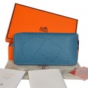 Replica Hermes Evelyn Long Wallet Zip Purse A808 Blue Tl2302it96