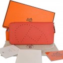 Replica Hermes Evelyn Long Wallet Zip Purse A808 Light Red Tl2303zR45